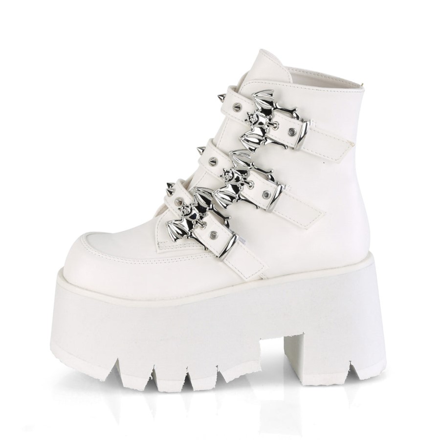 Ashes-55 White Vegan Leather Demonia Australia