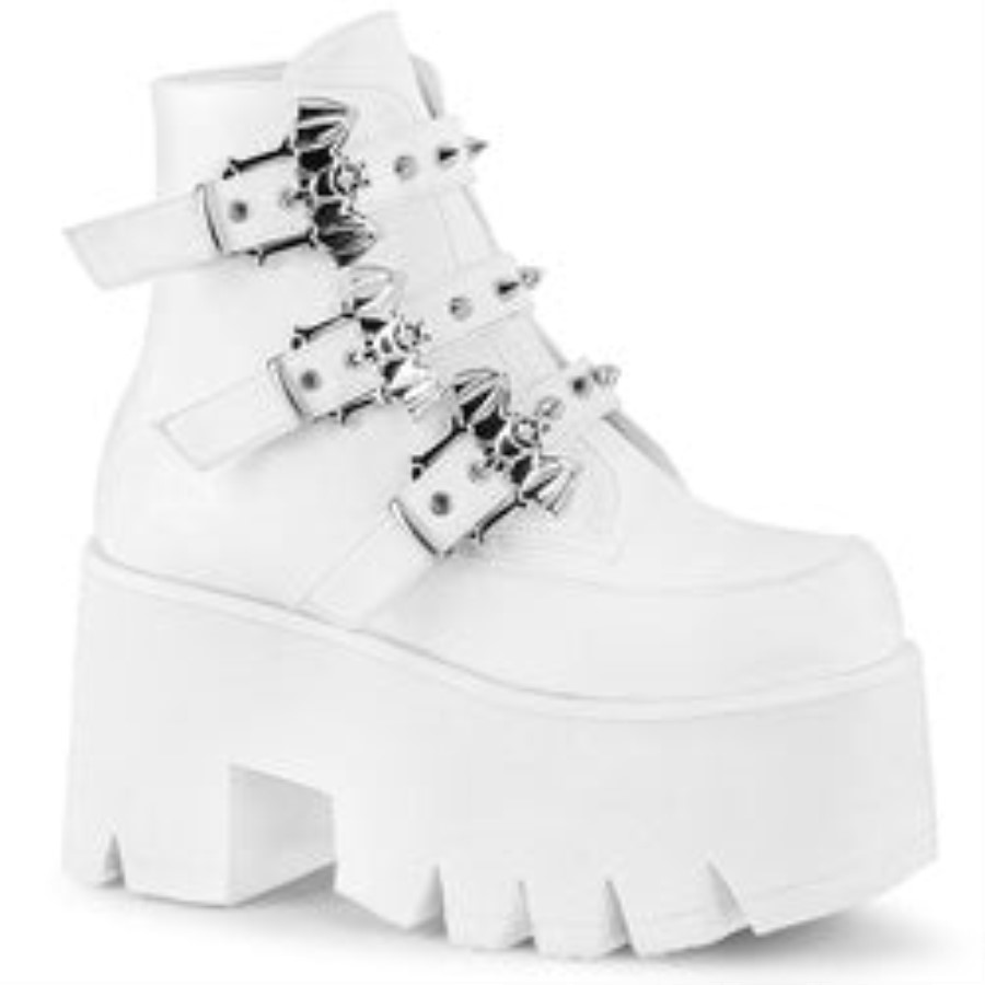 Ashes-55 White Vegan Leather Demonia Australia
