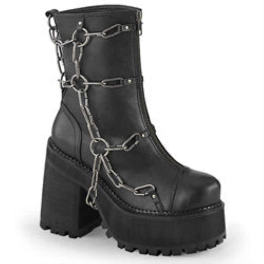 Assault-66 Demonia Australia Black Vegan Leather