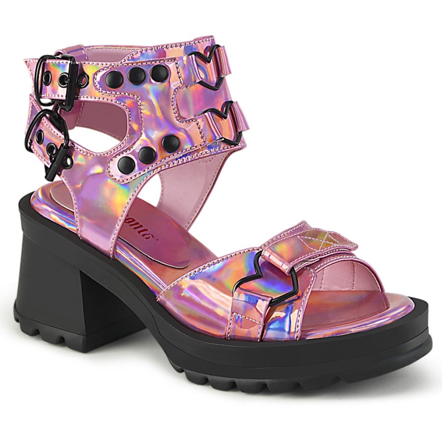 Bratty-07 Pink Holo Patent Demonia Australia