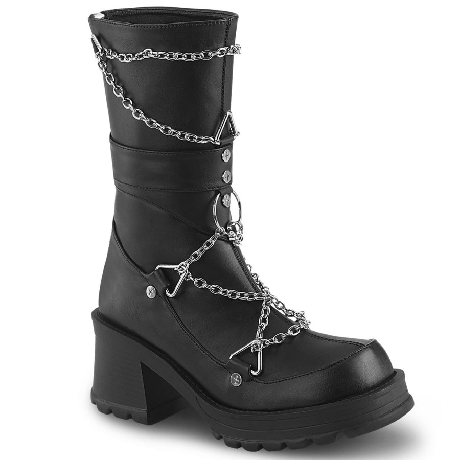 Bratty-120 Black Vegan Leather Demonia Australia