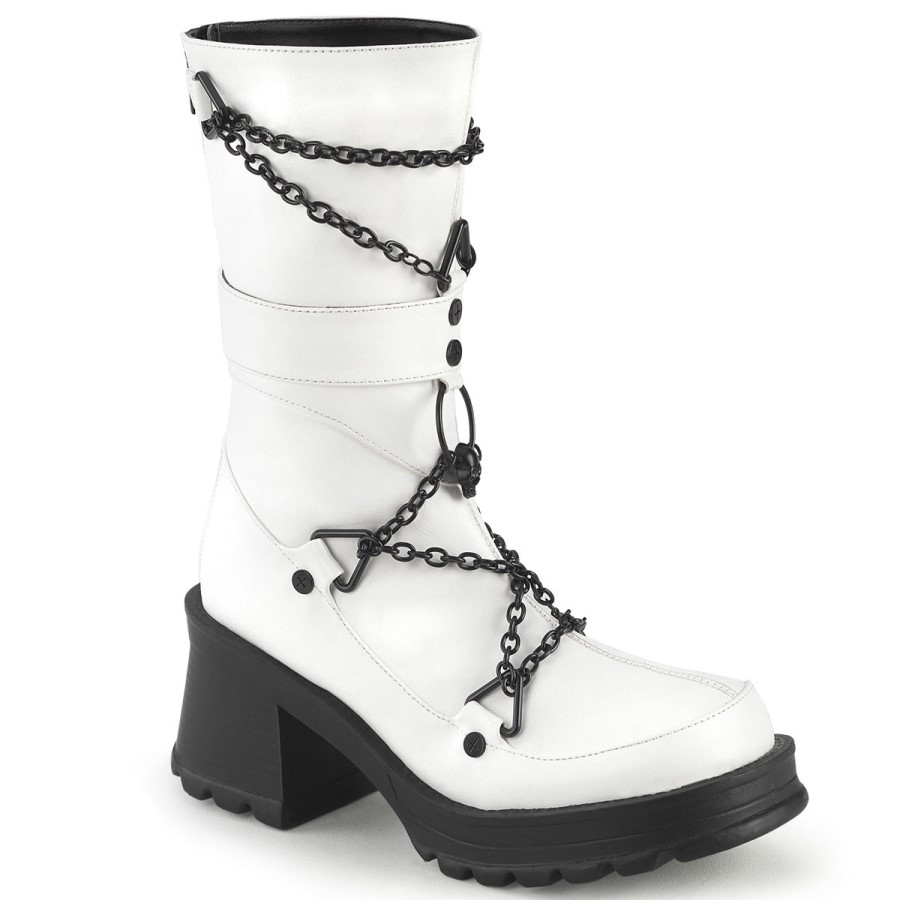 Bratty-120 Demonia Australia White Vegan Leather
