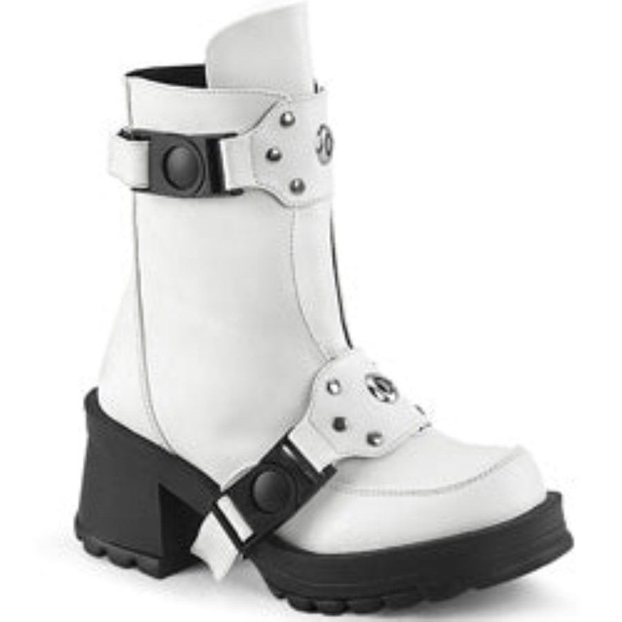 Bratty-56 Demonia Australia White Vegan Leather