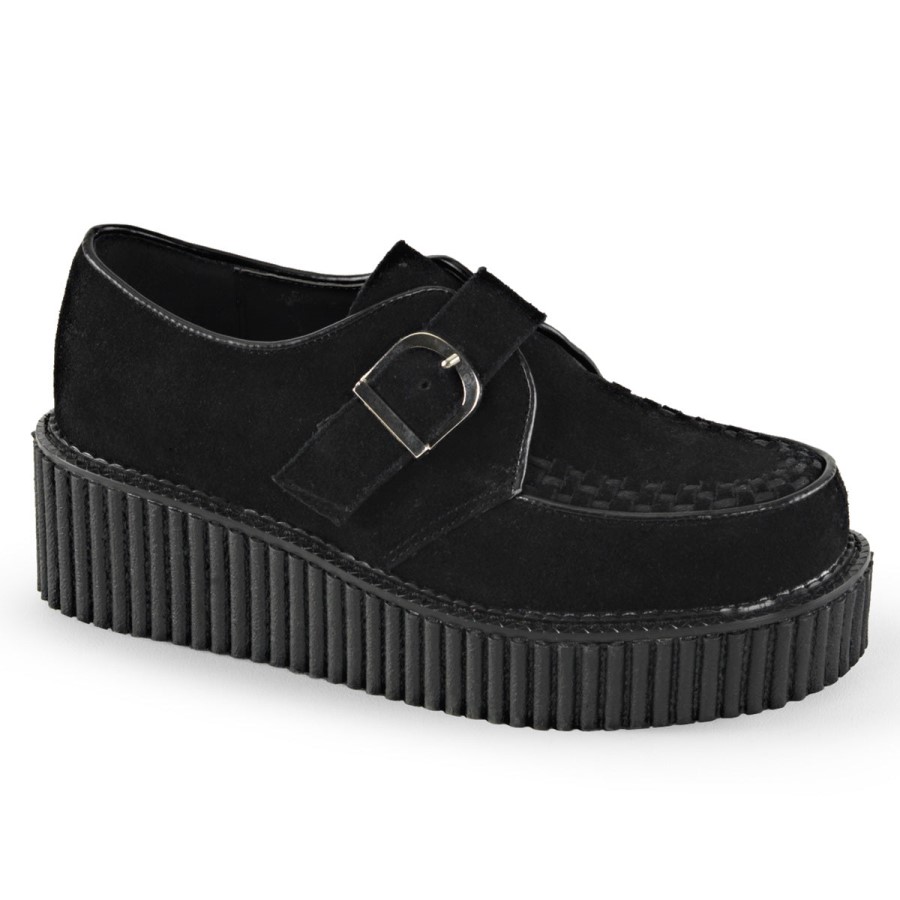Creeper-118 Black Vegan Suede Demonia Australia