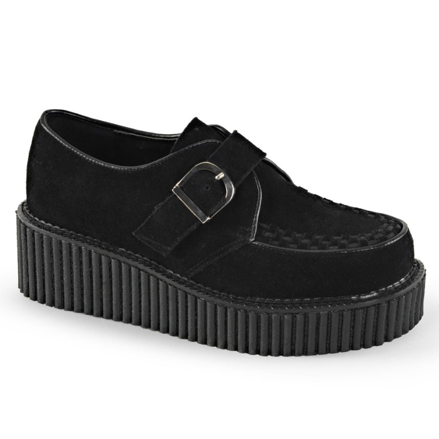 Creeper-118 Black Vegan Suede Demonia Australia