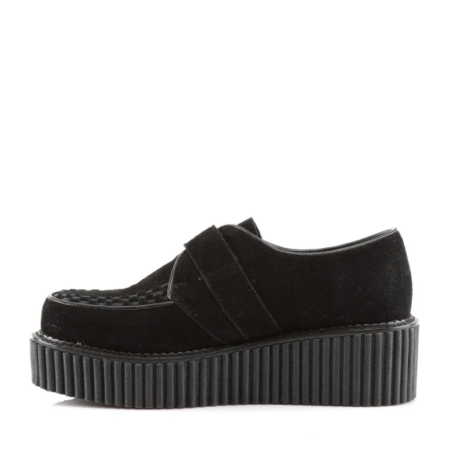 Creeper-118 Black Vegan Suede Demonia Australia