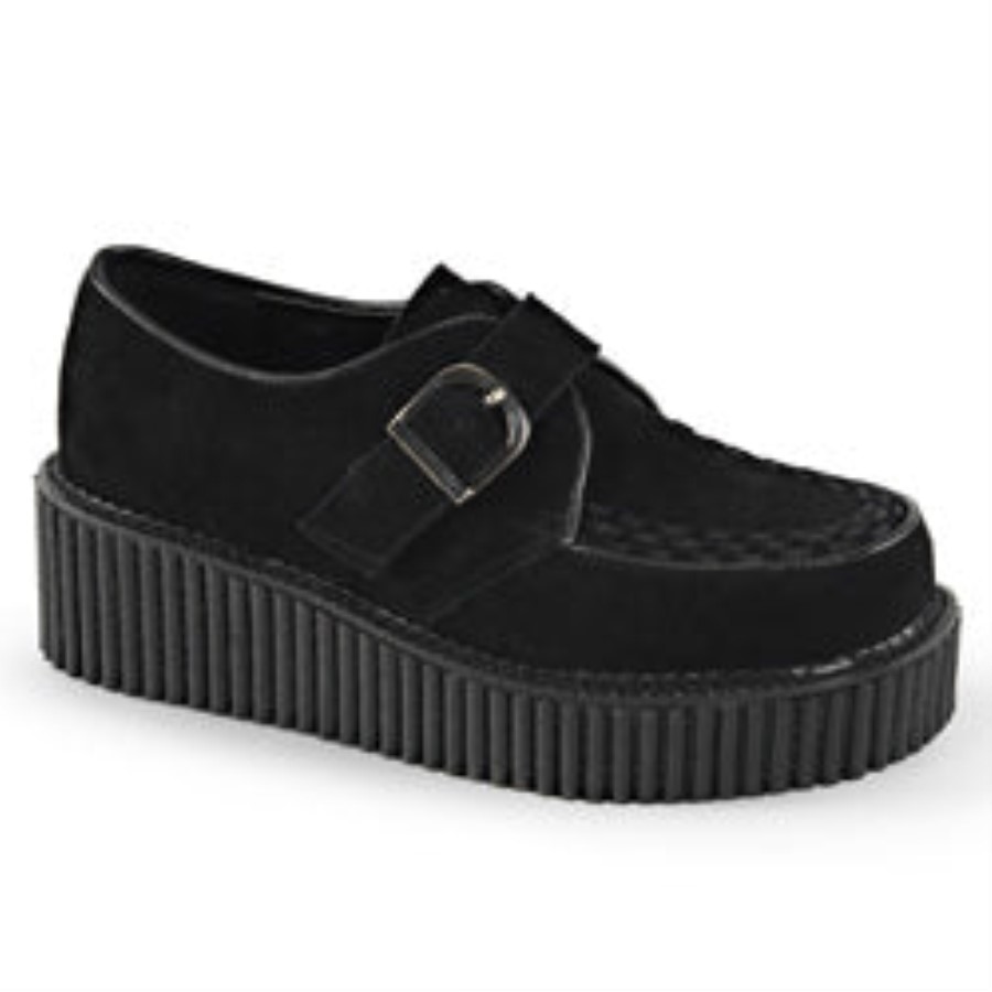 Creeper-118 Black Vegan Suede Demonia Australia