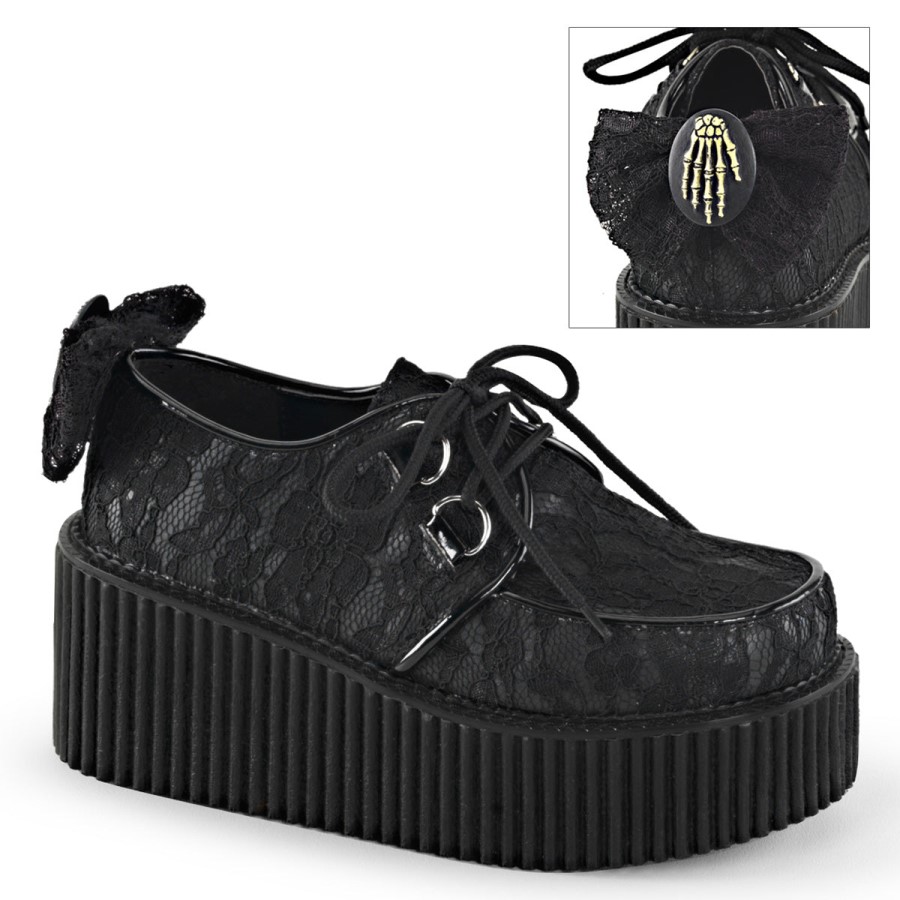 Creeper-212 Demonia Australia Black Vegan Leather-Lace