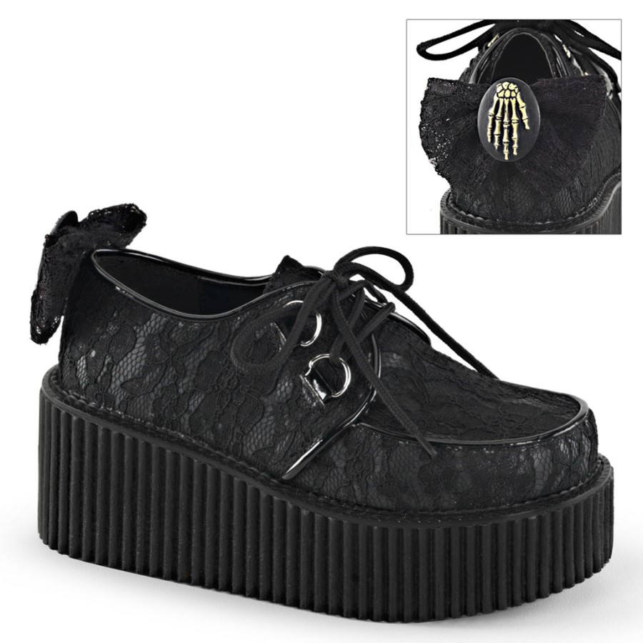Creeper-212 Demonia Australia Black Vegan Leather-Lace