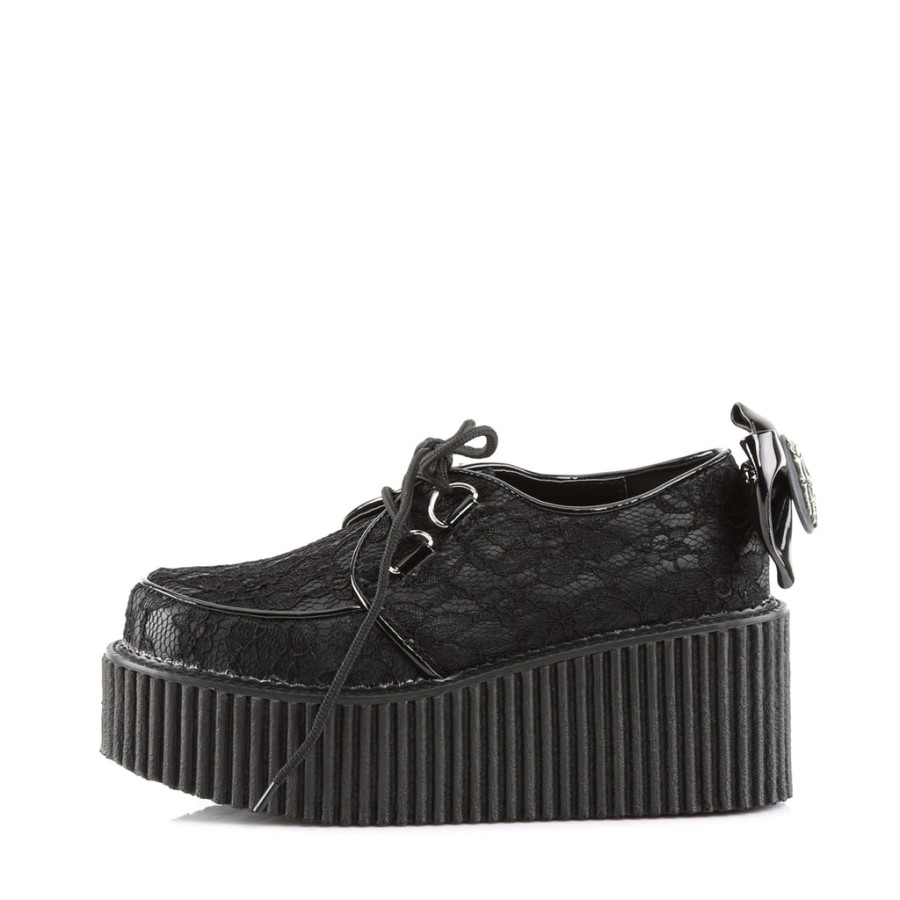 Creeper-212 Demonia Australia Black Vegan Leather-Lace