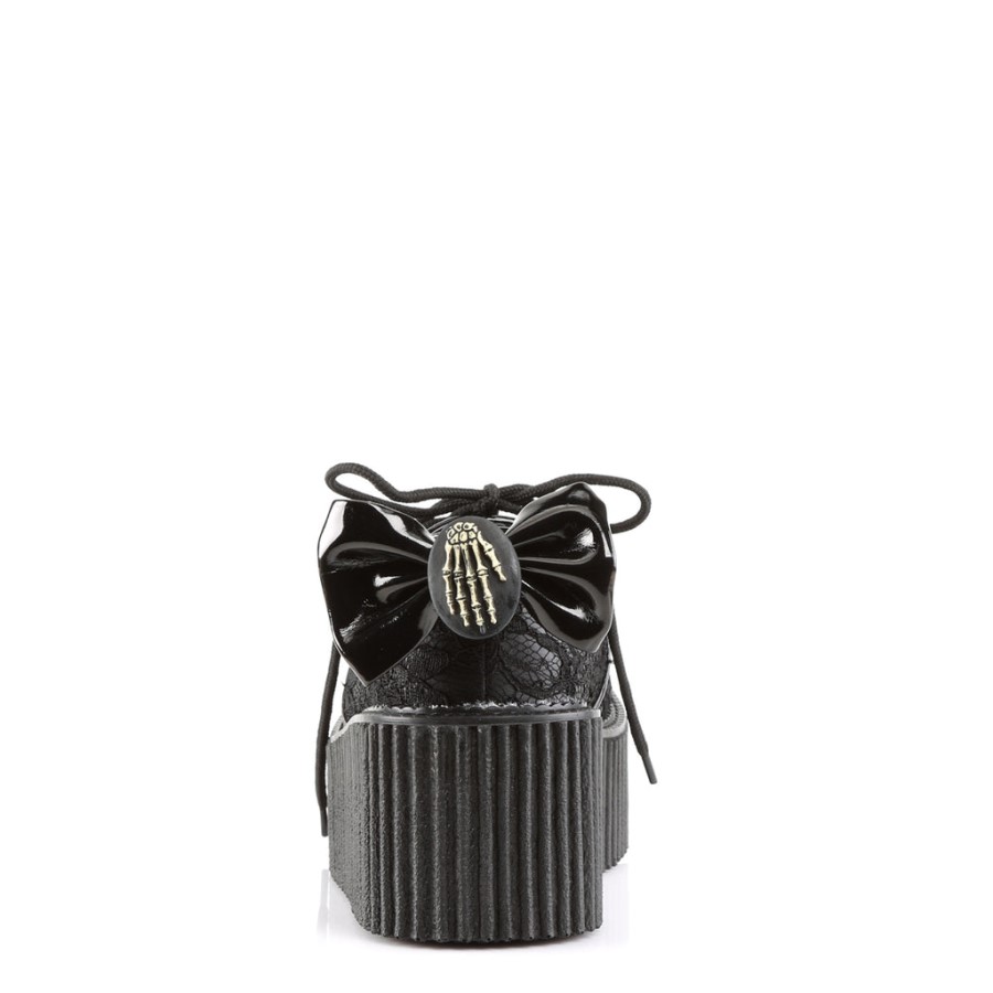 Creeper-212 Demonia Australia Black Vegan Leather-Lace