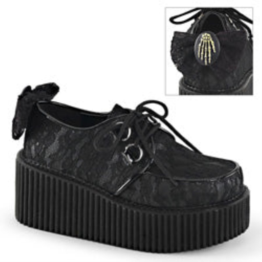 Creeper-212 Demonia Australia Black Vegan Leather-Lace