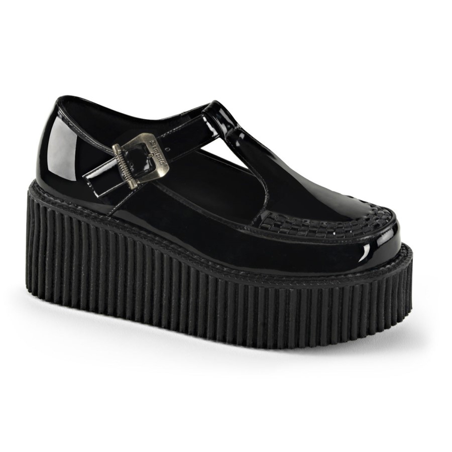 Creeper-214 Black Patent Demonia Australia