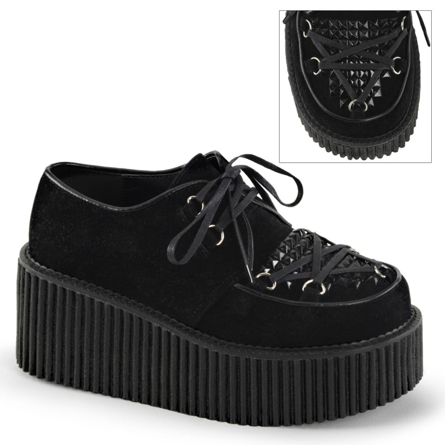 Creeper-216 Demonia Australia Black Vegan Suede