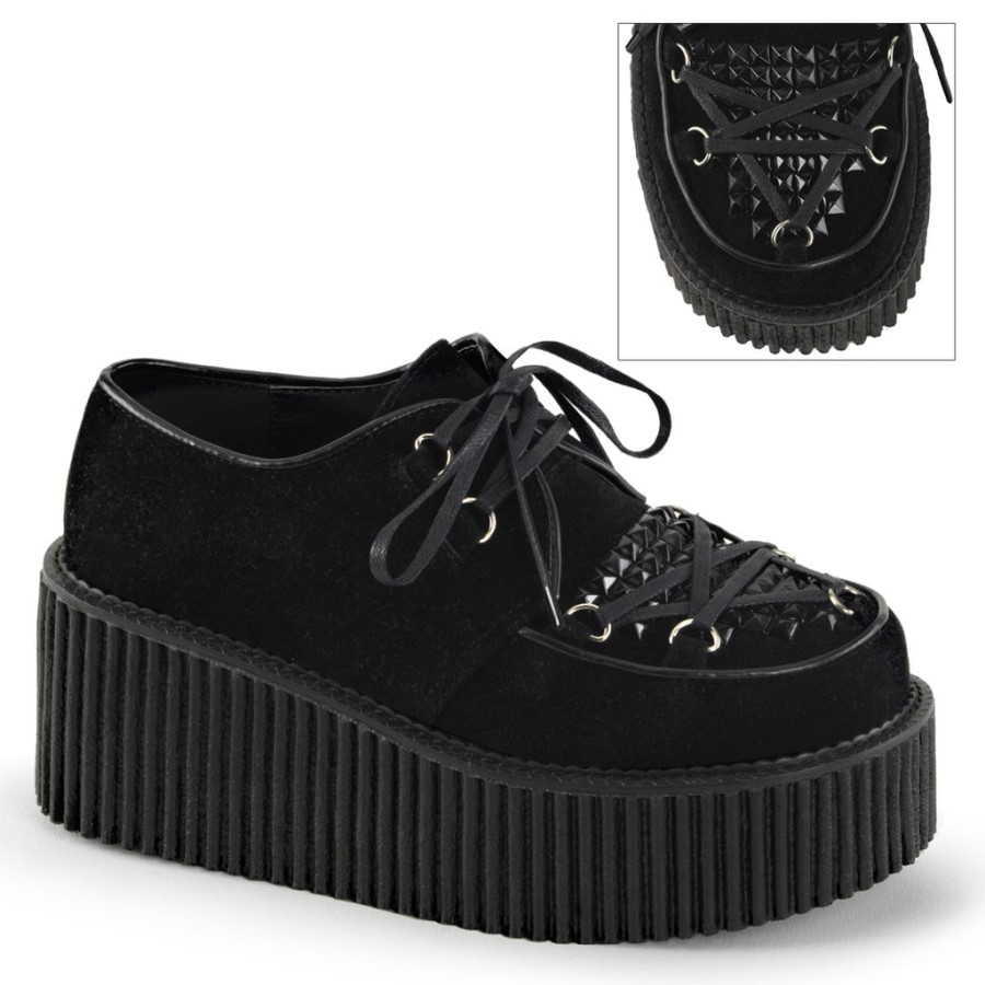 Creeper-216 Demonia Australia Black Vegan Suede