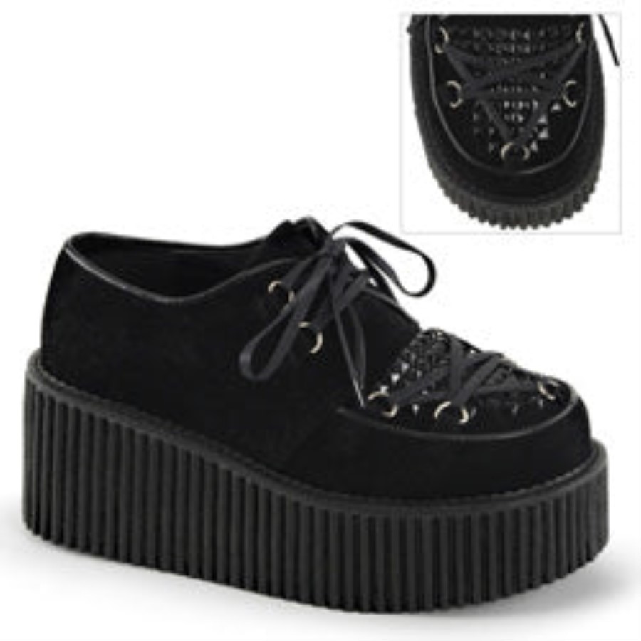 Creeper-216 Demonia Australia Black Vegan Suede