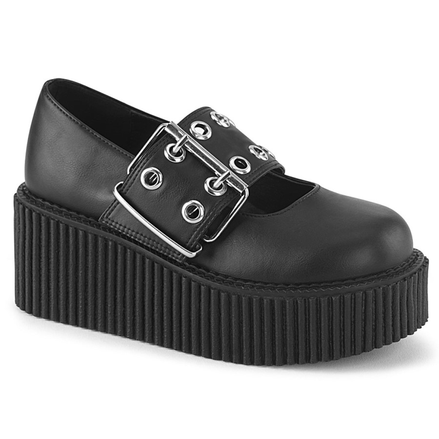 Creeper-230 Black Vegan Leather Demonia Australia