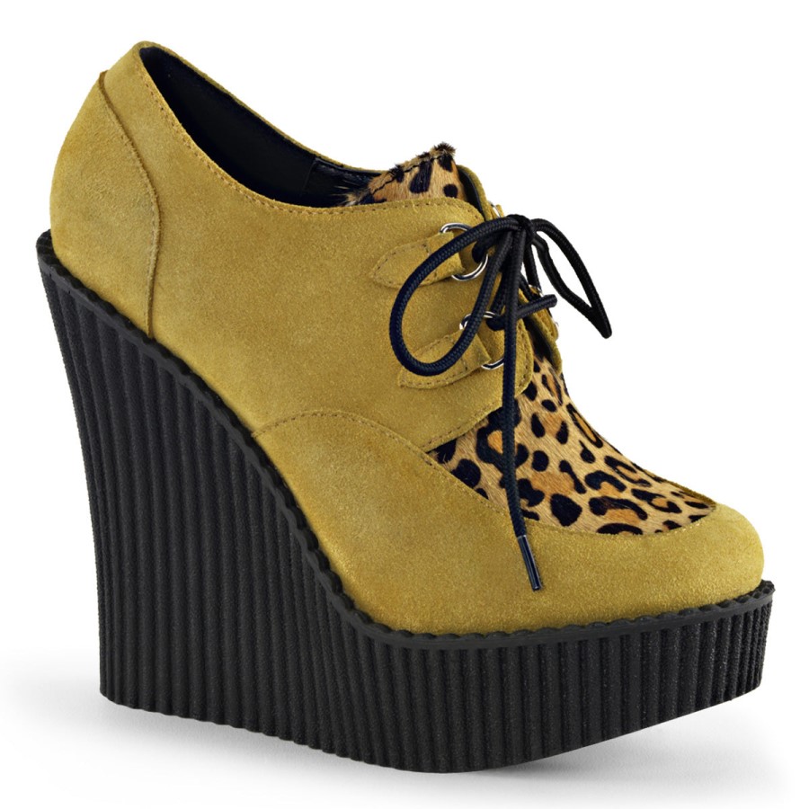 Creeper-304 Demonia Australia Mustard Vegan Suede-Animal