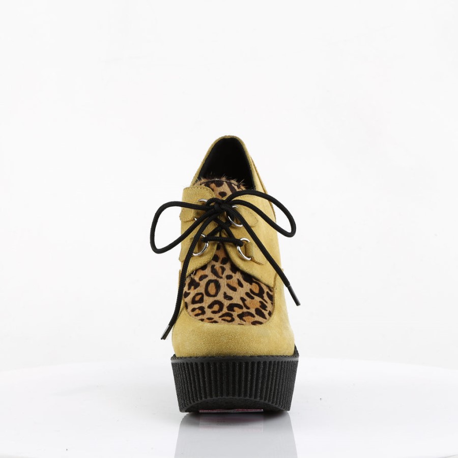 Creeper-304 Demonia Australia Mustard Vegan Suede-Animal