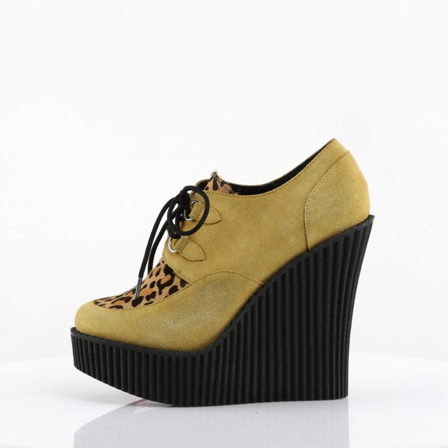 Creeper-304 Demonia Australia Mustard Vegan Suede-Animal