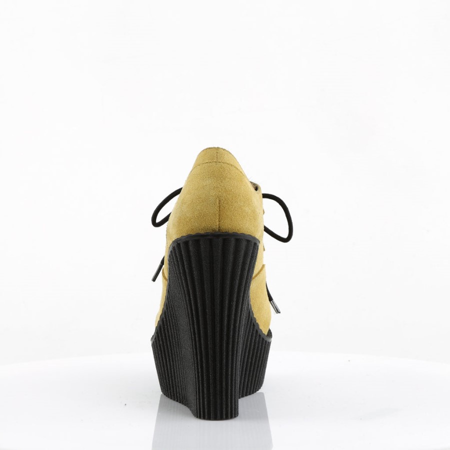 Creeper-304 Demonia Australia Mustard Vegan Suede-Animal