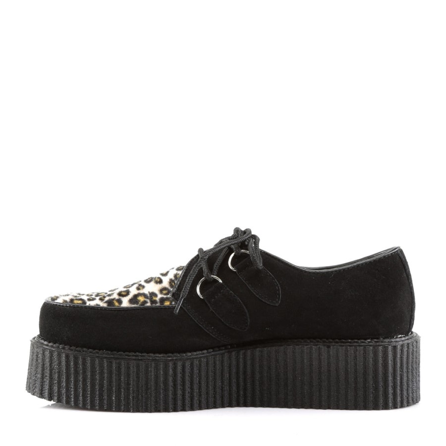 Creeper-400 Demonia Australia Black Suede-Cheetah Fur