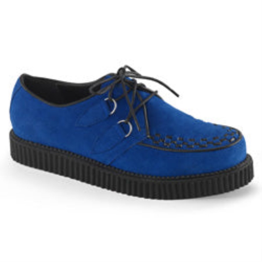 Creeper-602S Royal Blue Suede Demonia Australia