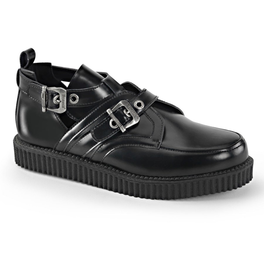 Creeper-615 Demonia Australia Black Leather