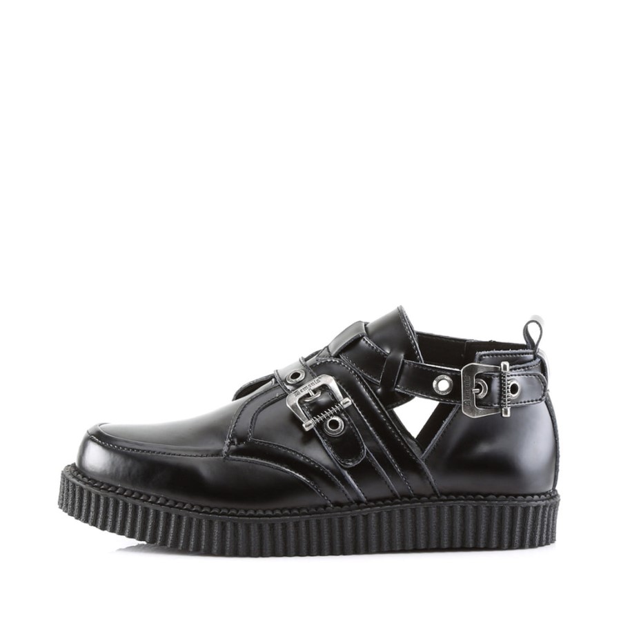 Creeper-615 Demonia Australia Black Leather