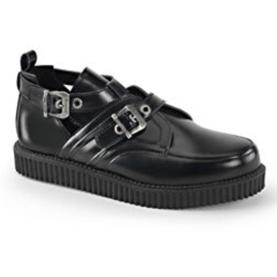 Creeper-615 Demonia Australia Black Leather