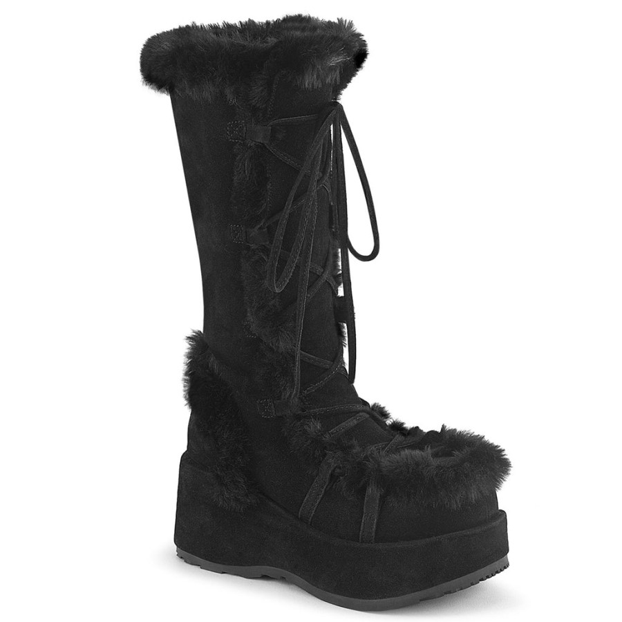 Cubby-311 Black Vegan Suede Demonia Australia