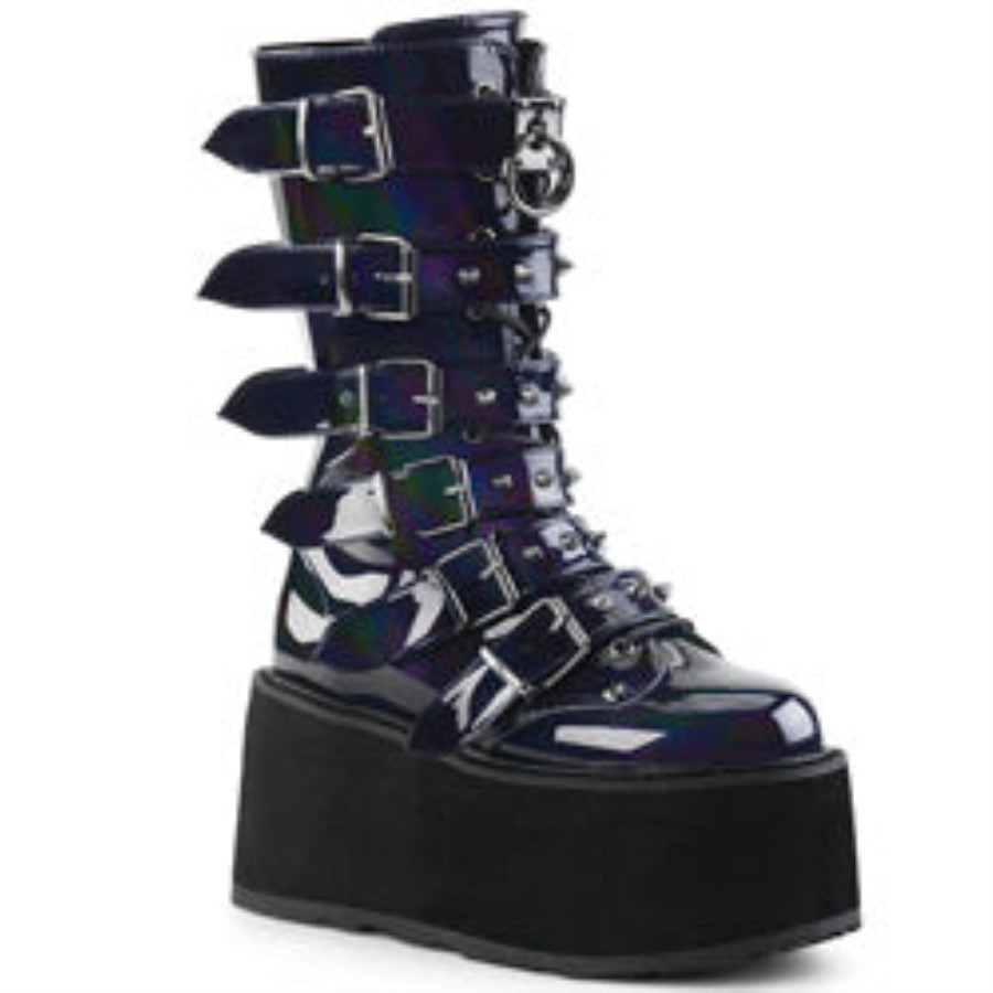 Damned-225 Black Hologram Vegan Leather Demonia Australia
