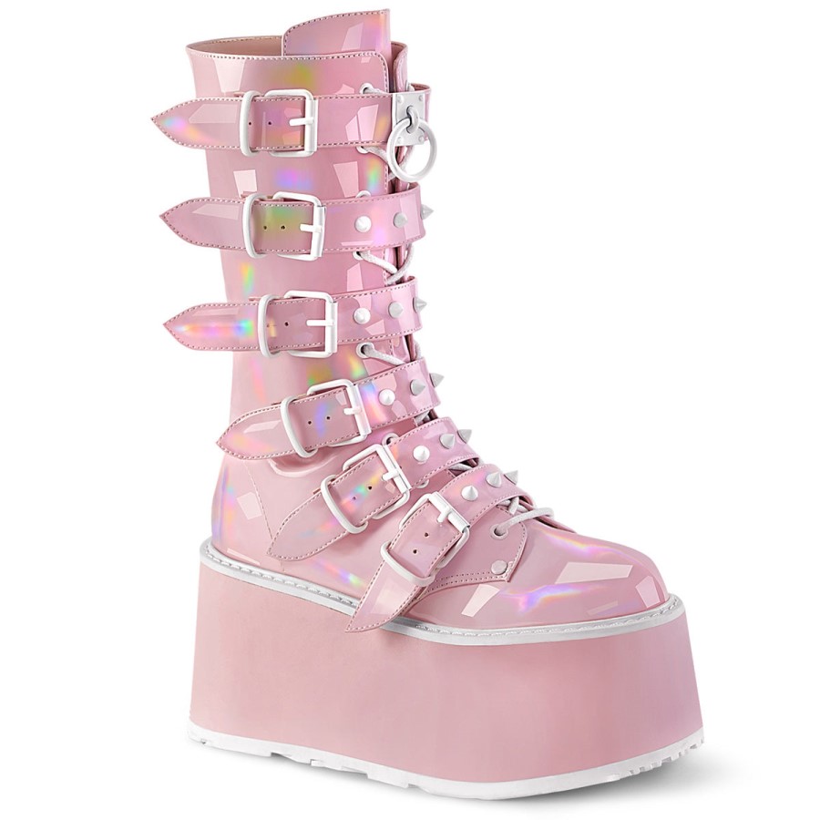 Damned-225 Demonia Australia Baby Pink Holo Patent