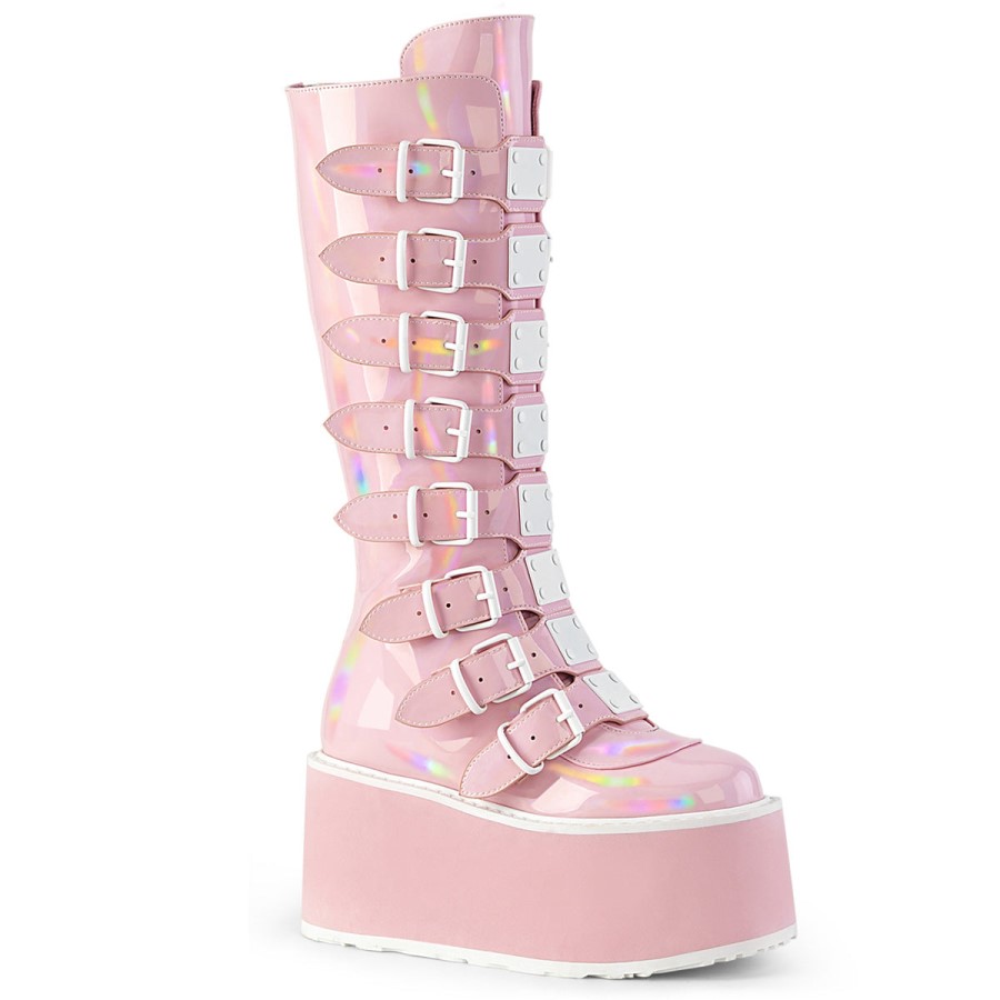 Damned-318 Demonia Australia Baby Pink Holo Patent