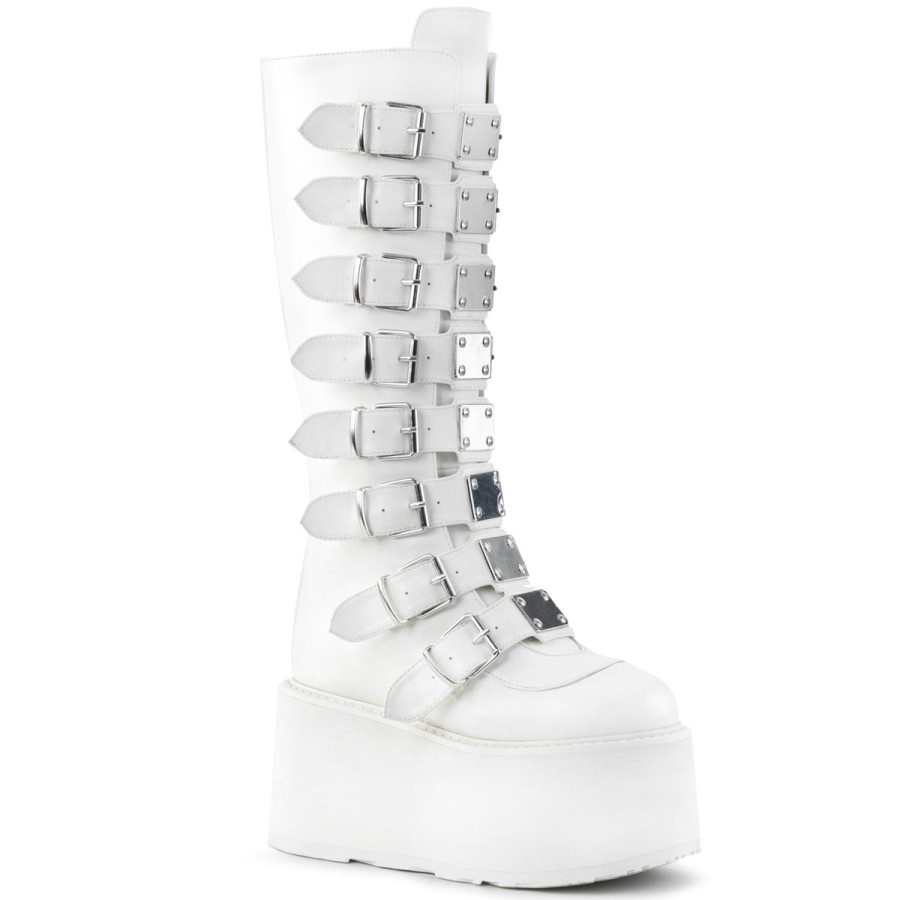 Damned-318 Demonia Australia White Vegan Leather