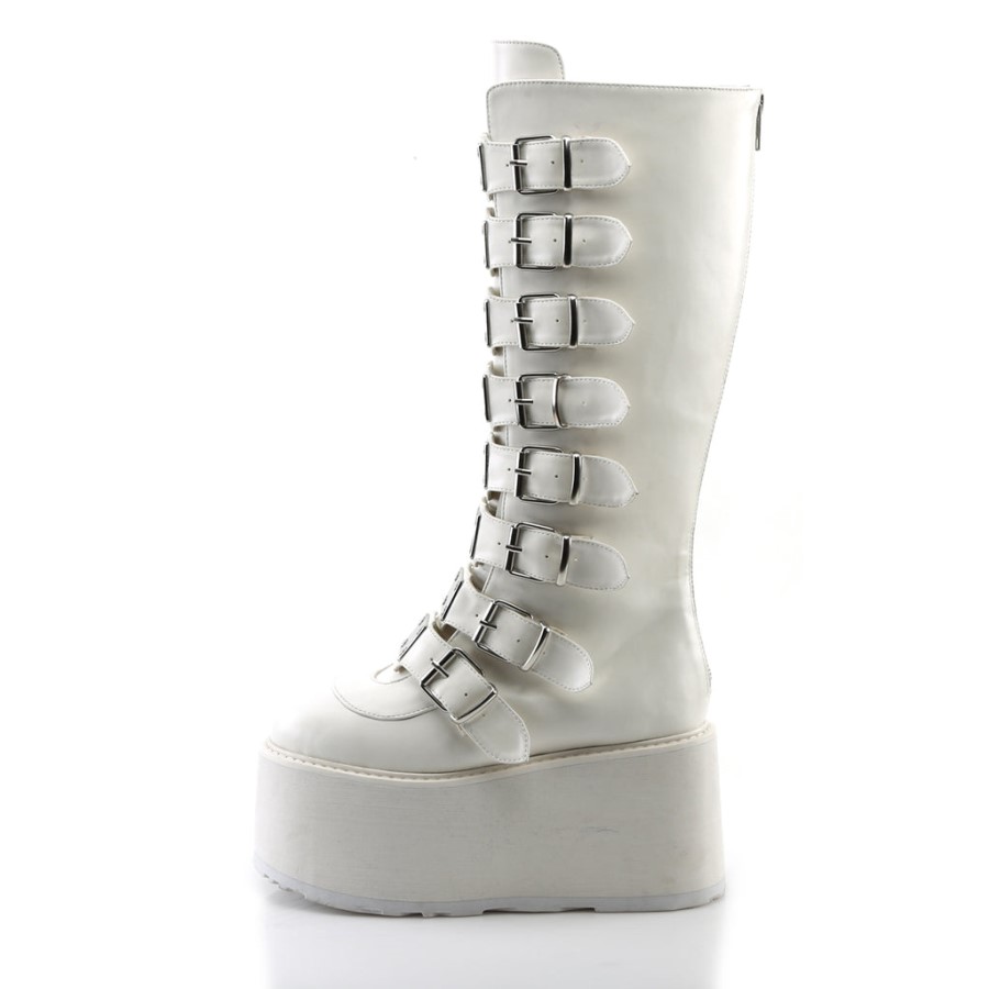 Damned-318 Demonia Australia White Vegan Leather