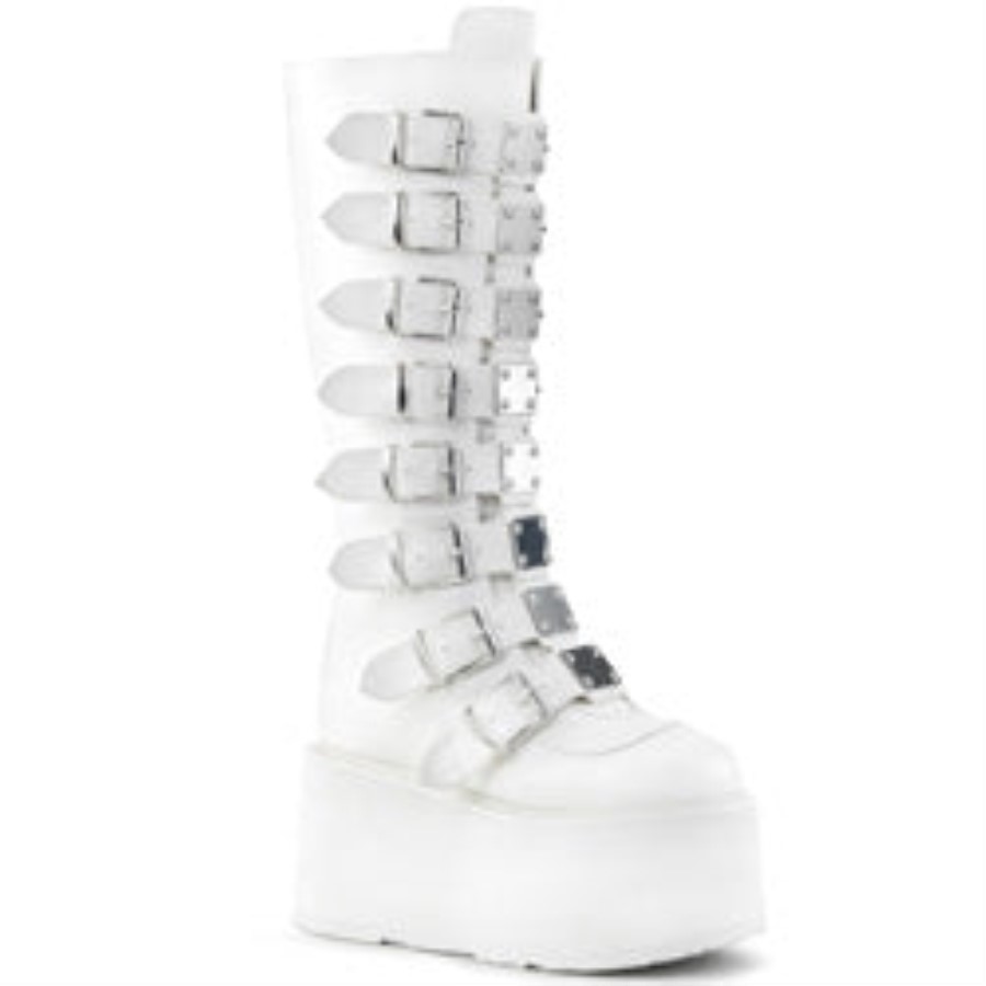 Damned-318 Demonia Australia White Vegan Leather