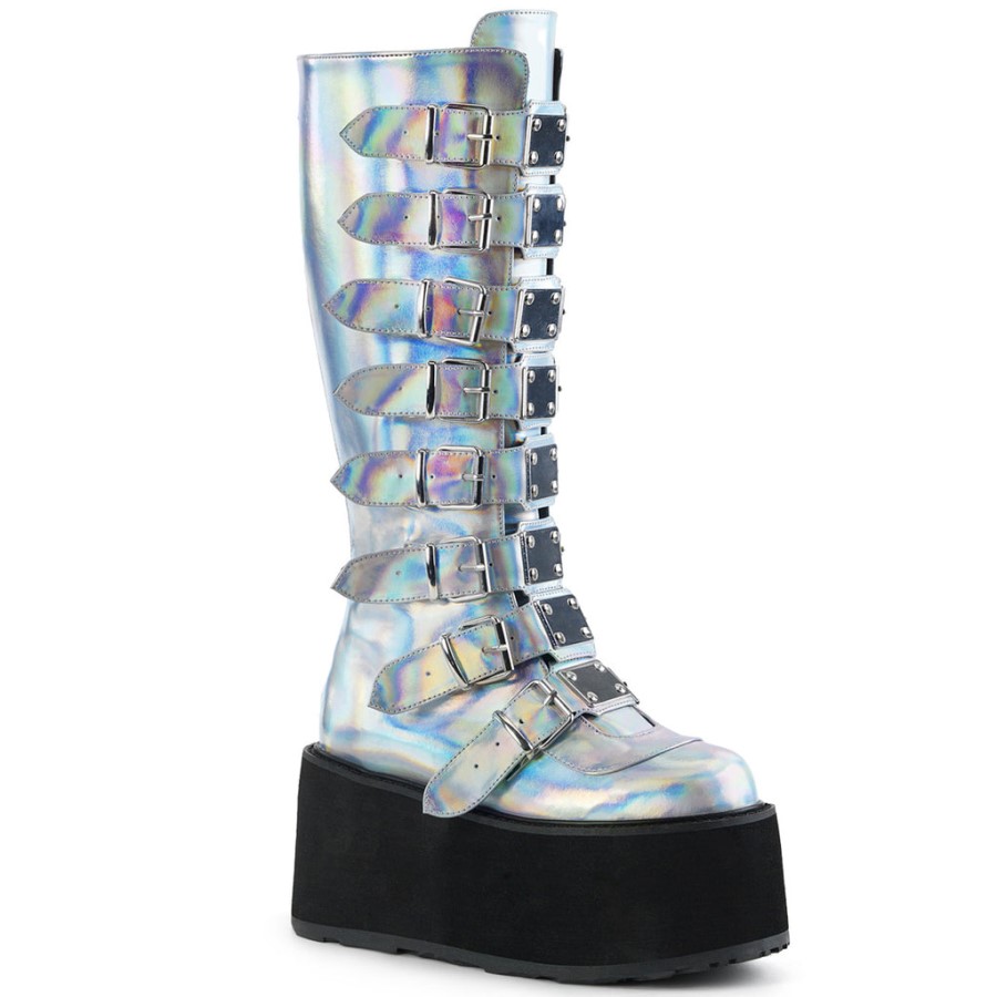 Damned-318 Silver Hologram Vegan Leather Demonia Australia