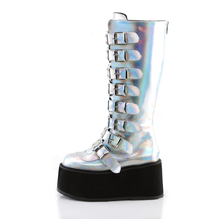 Damned-318 Silver Hologram Vegan Leather Demonia Australia