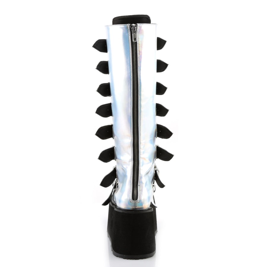 Damned-318 Silver Hologram Vegan Leather Demonia Australia