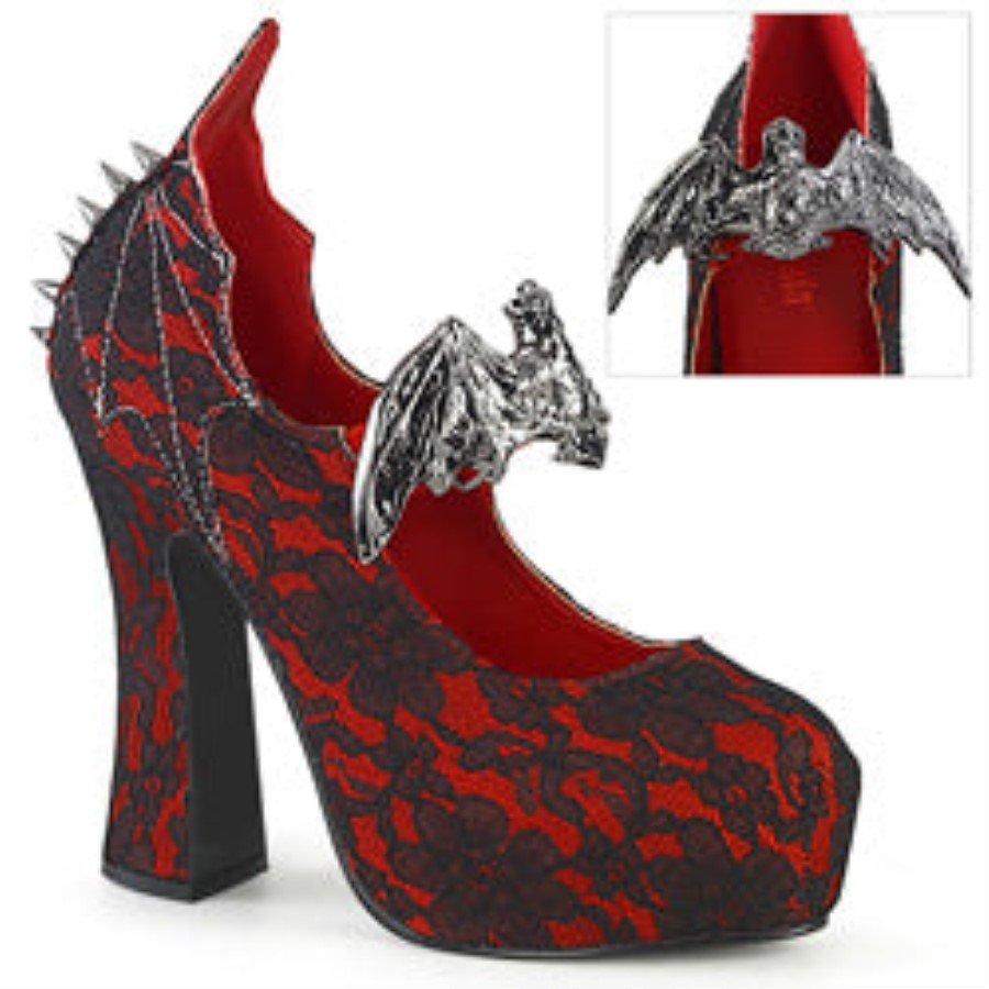 Demon-18 Demonia Australia Red Satin-Black Lace