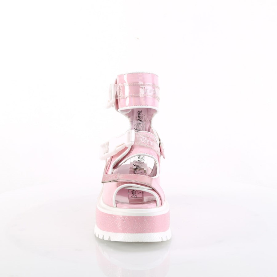 Demonia Australia Baby Pink Holo Patent Slacker-15B