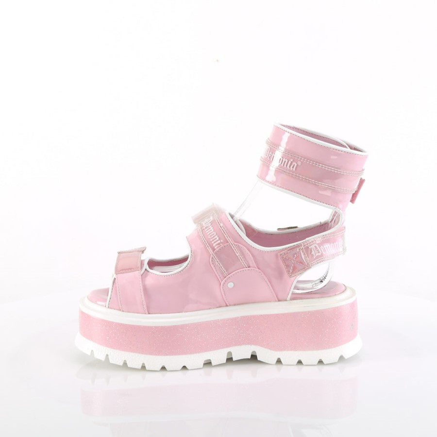 Demonia Australia Baby Pink Holo Patent Slacker-15B