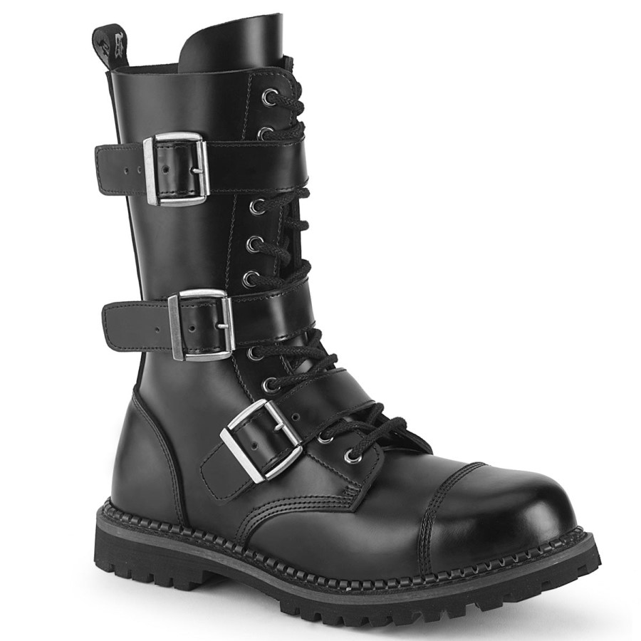 Demonia Australia Black Leather Riot-12Bk