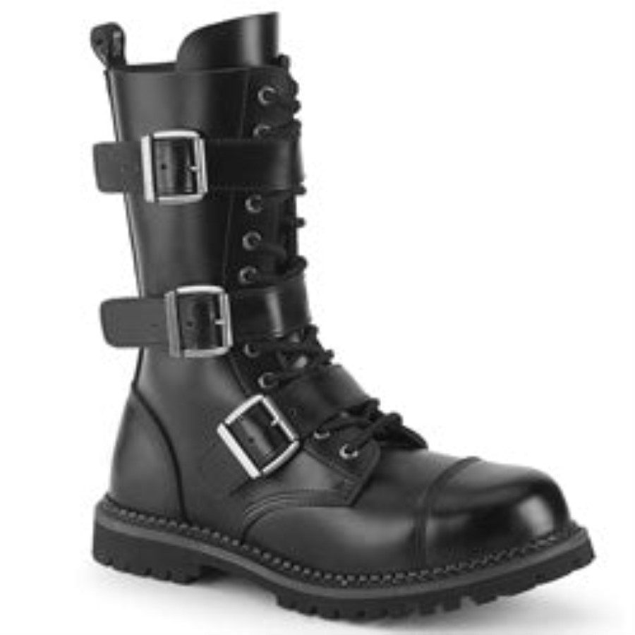 Demonia Australia Black Leather Riot-12Bk