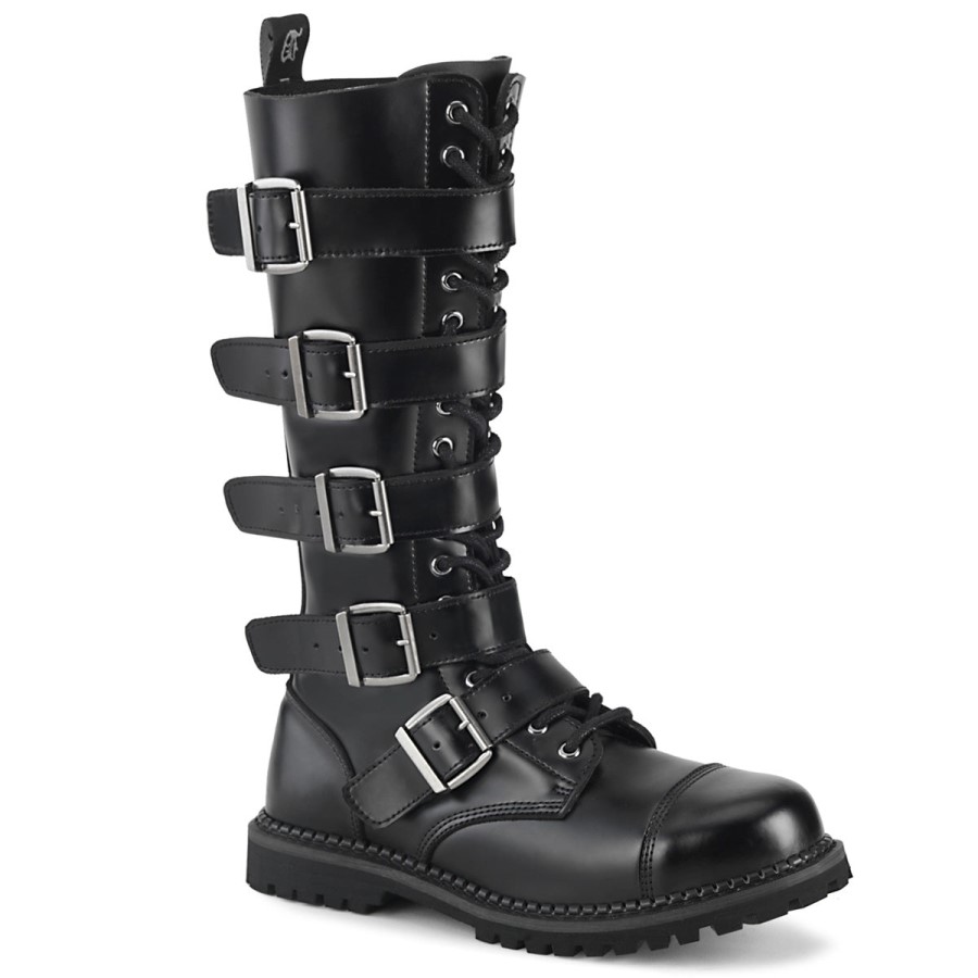 Demonia Australia Black Leather Riot-18Bk