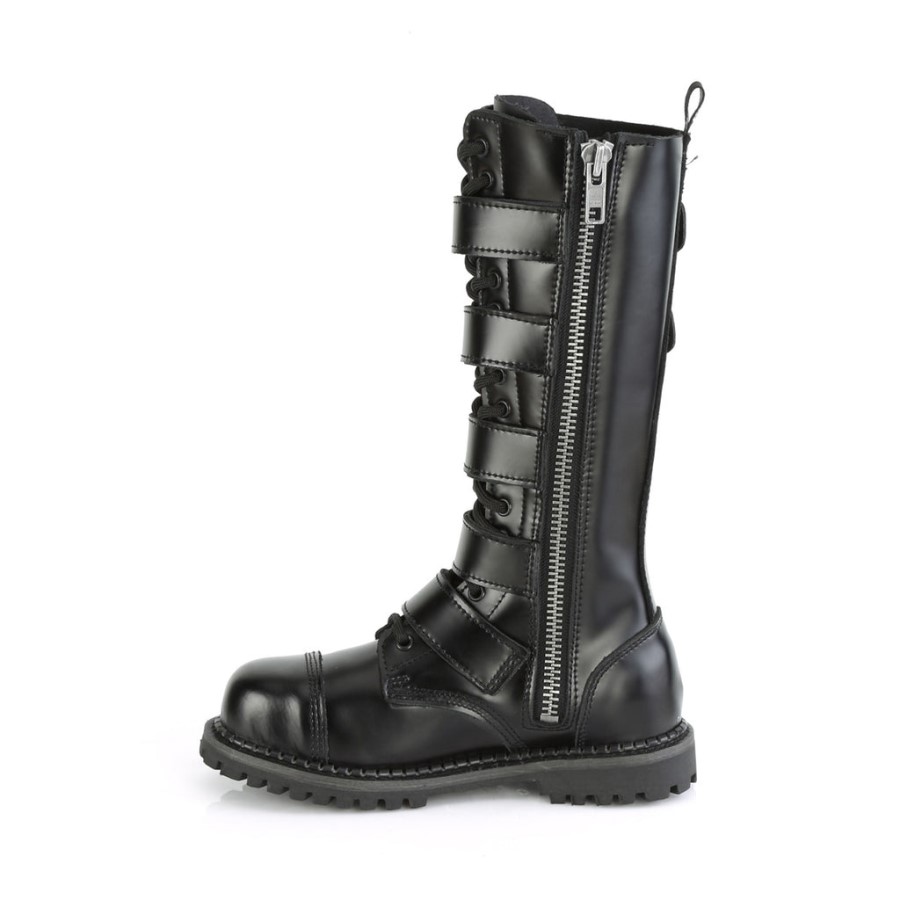 Demonia Australia Black Leather Riot-18Bk
