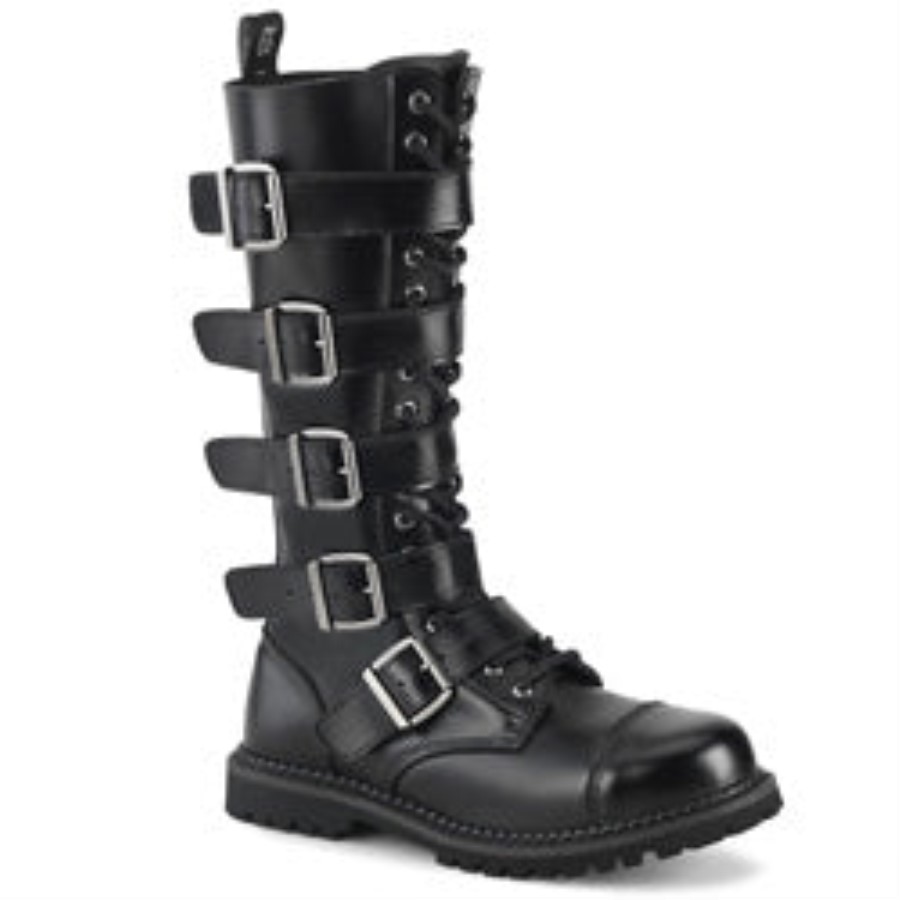 Demonia Australia Black Leather Riot-18Bk
