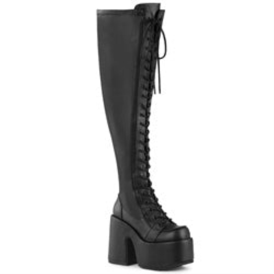 Demonia Australia Black Stretch Vegan Leather Camel-300Wc