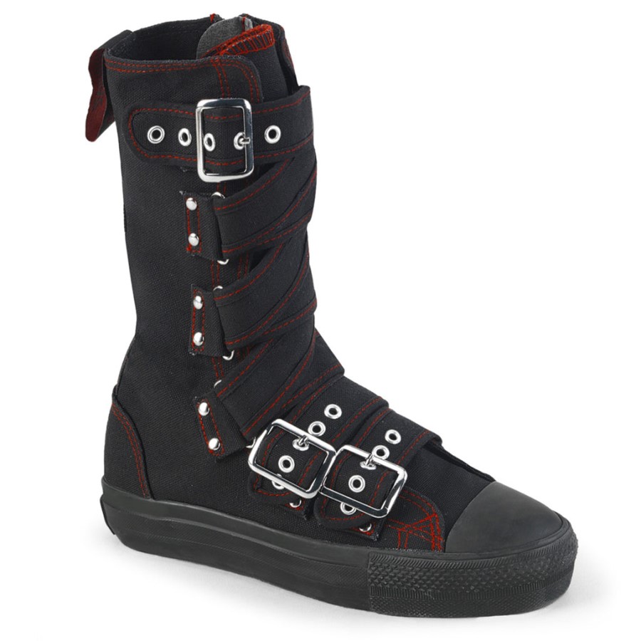 Deviant-207 Demonia Australia Black Canvas-Red